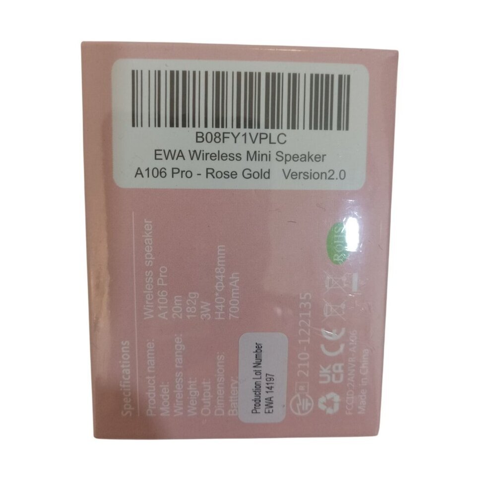 EWA Mini Bluetooth Speaker Rose Gold A106 Small Bass High Definition Sealed New - Picture 3 of 5